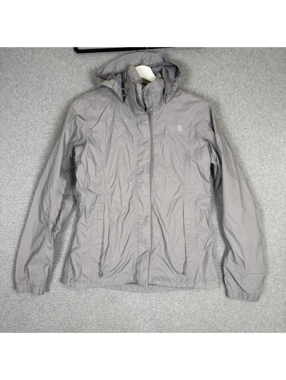 NORTH FACE Womens DryVent Lightweight Hooded Rain Jacket Light Gray - SMALL